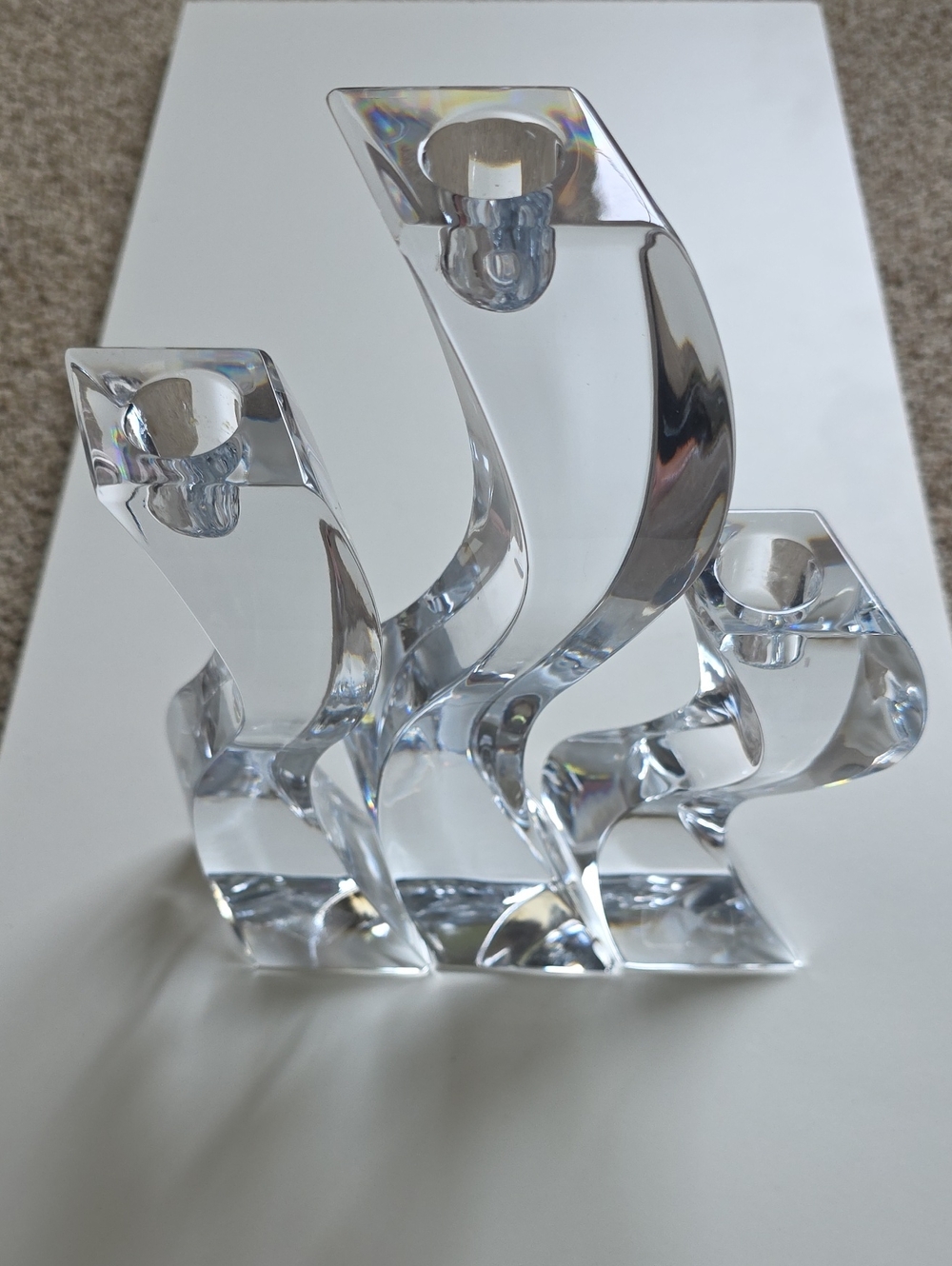 Vintage Mikasa Serpentine Crystal Candleholders Set Of 3
